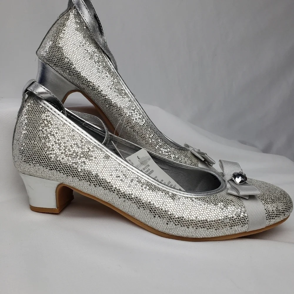 Kids heels silver shoes for special occasions
